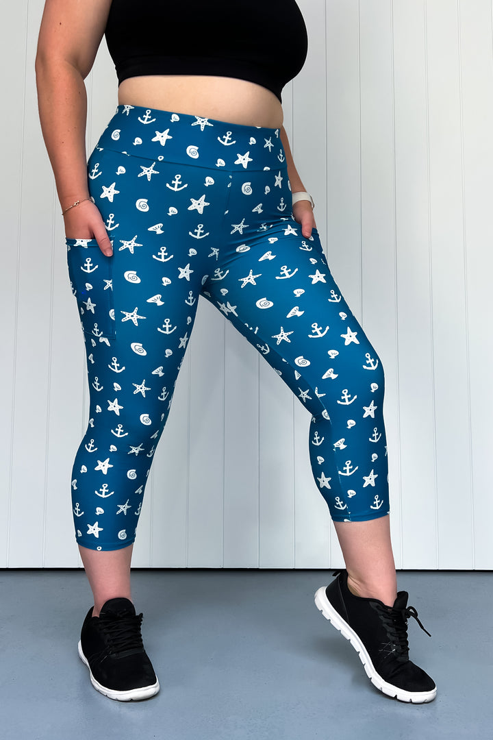 One with the Sea - Casual - Capri Leggings - Pockets