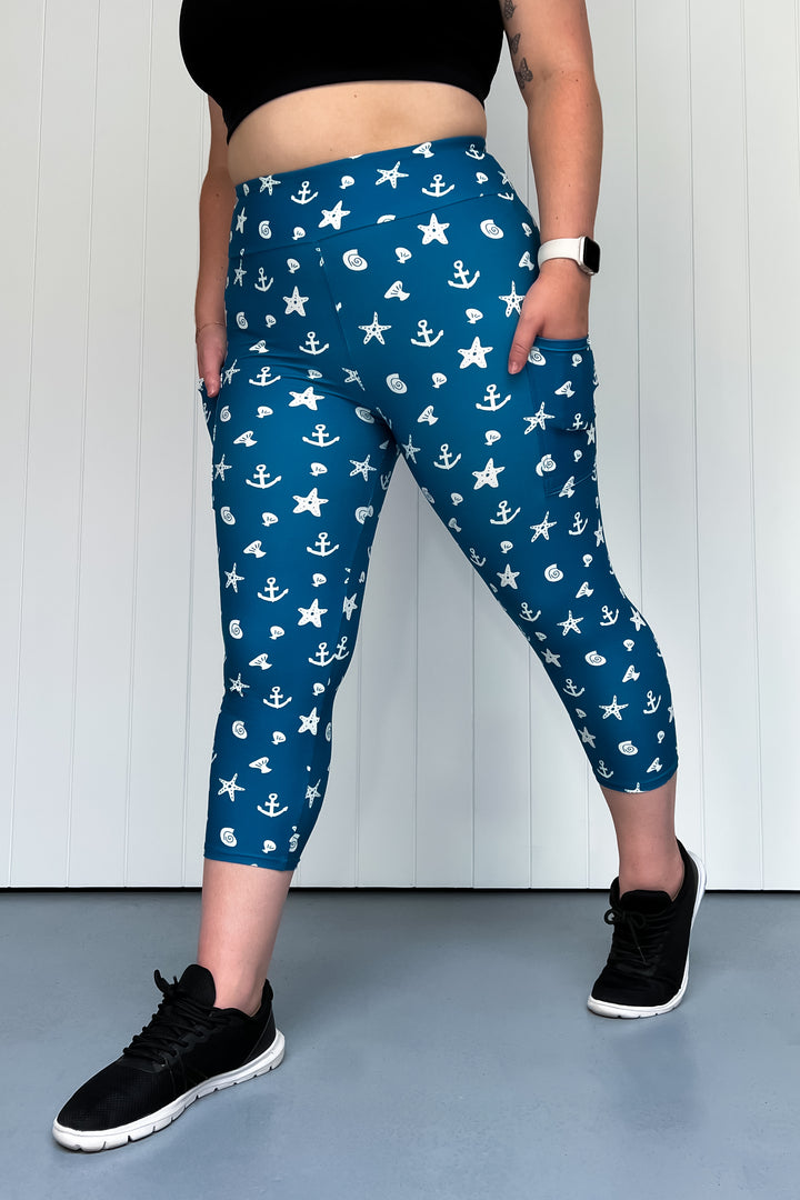 One with the Sea - Casual - Capri Leggings - Pockets