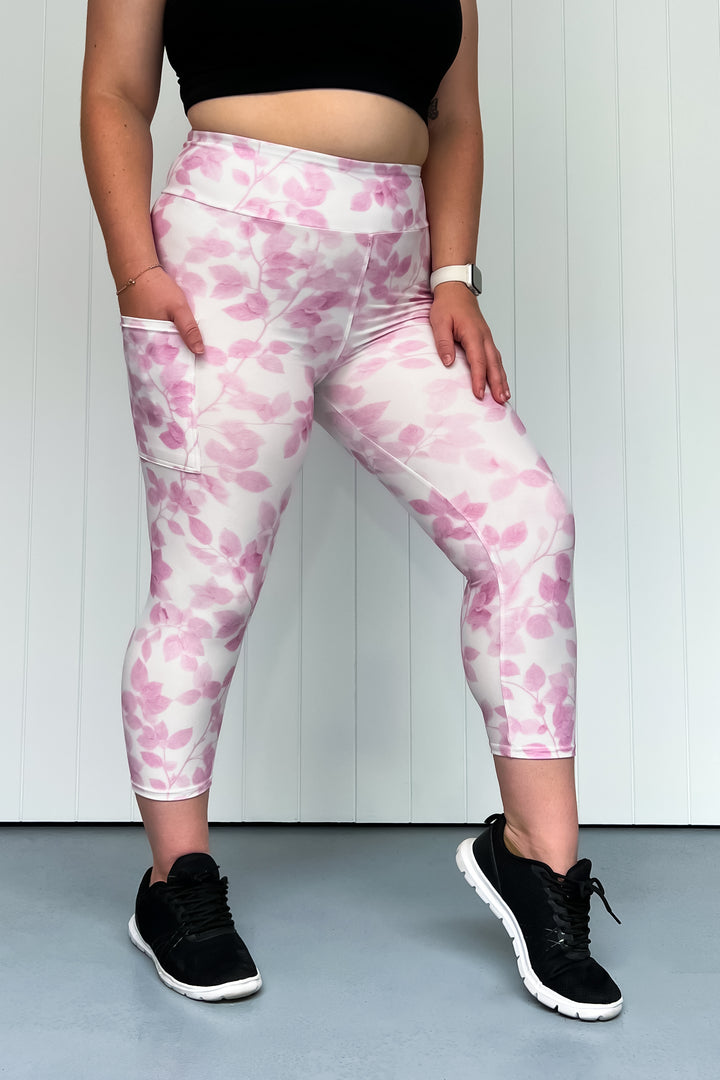 Blush Foliage - Casual - Capri Leggings - Pockets