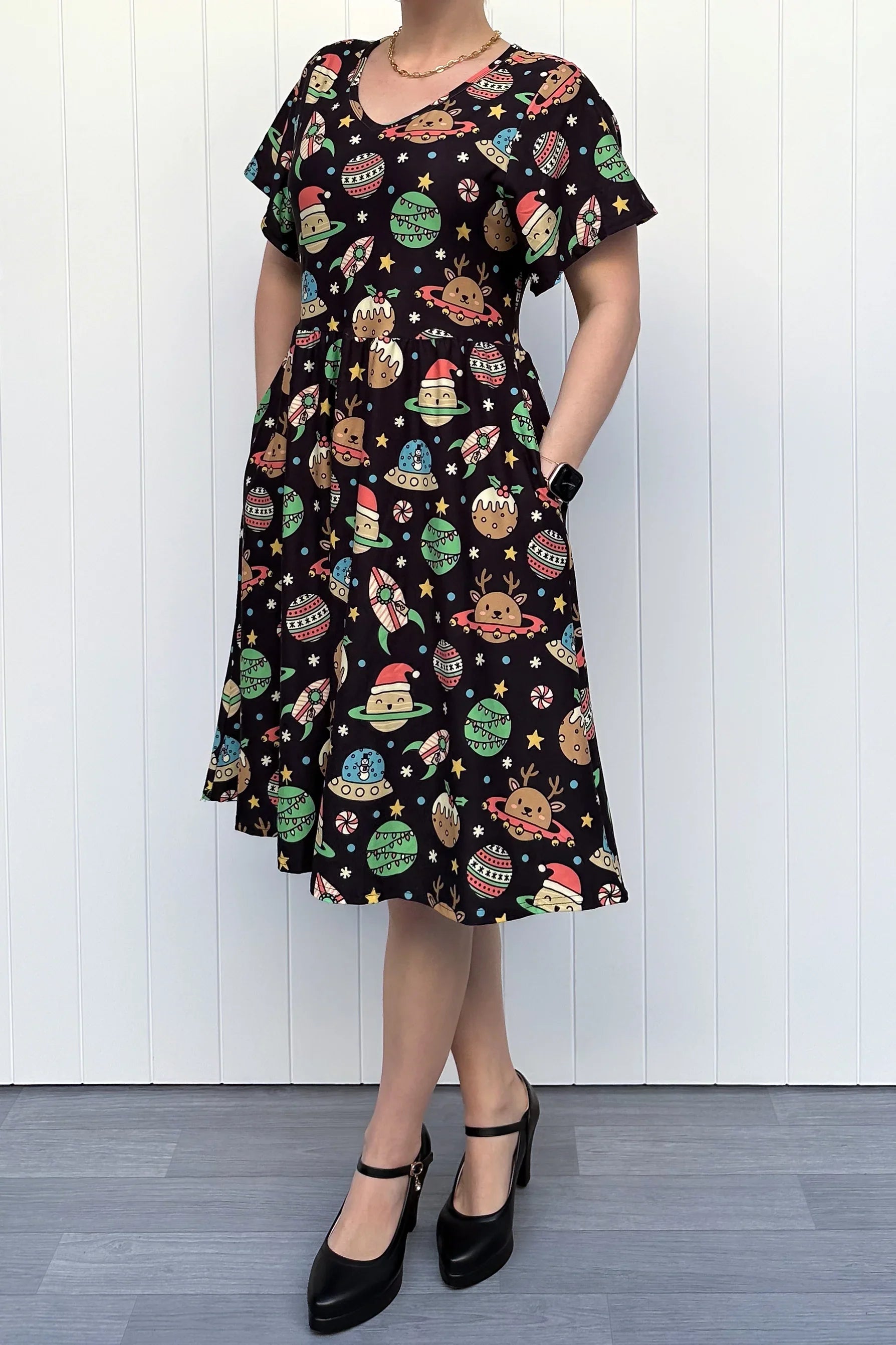 Space Christmas Knee-Length Dress