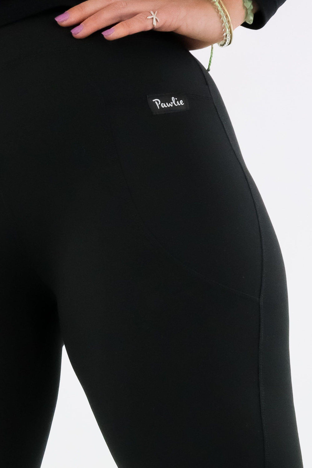 Plain Black - Flarey Leggings - Leg Pockets Hybrid Flares Pawlie
