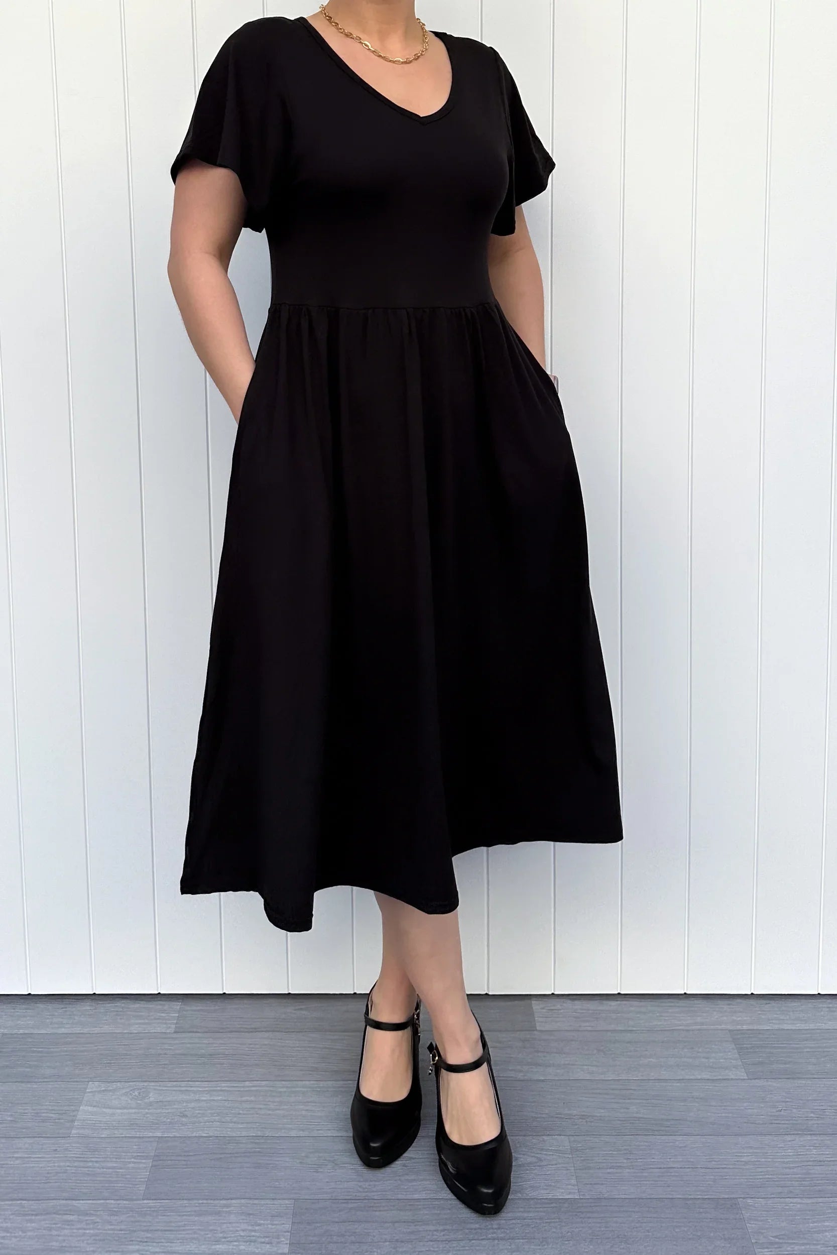 knee length dresses for ladies Jersey Tank Maxi Dress with Pockets for Tall Women in Black XL / Extra Tall / Black