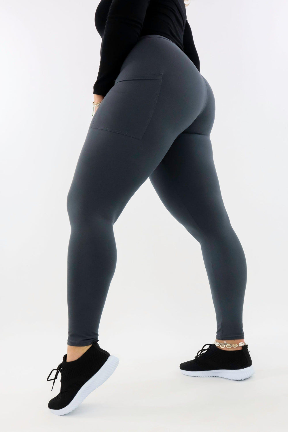 Plain Charcoal - Casual - Full Leggings - Pockets Casual Full Leggings - Pockets Pawlie