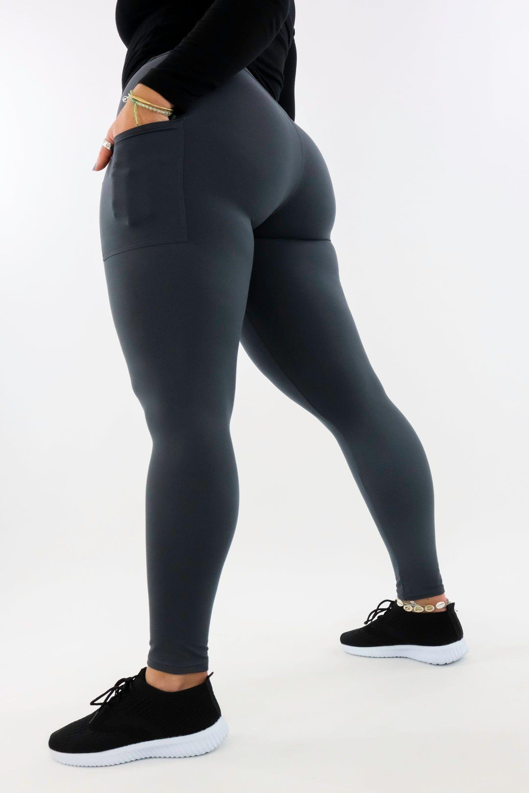 Plain Charcoal - Casual - Full Leggings - Pockets Casual Full Leggings - Pockets Pawlie