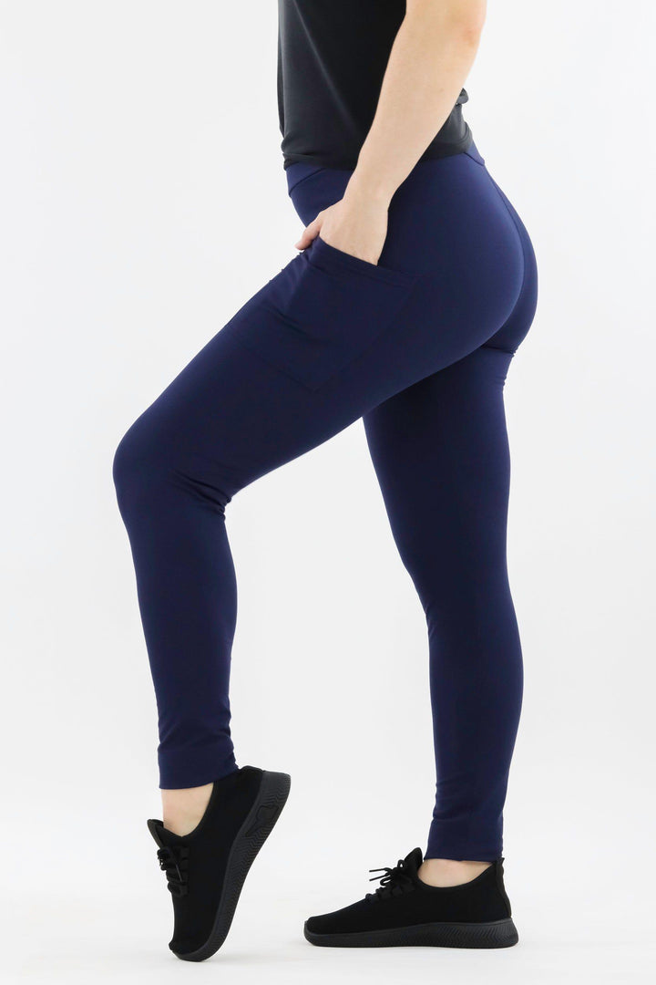 Plain Navy - Casual - Regular Full Leggings - Pockets Casual Full Leggings - Pockets Pawlie