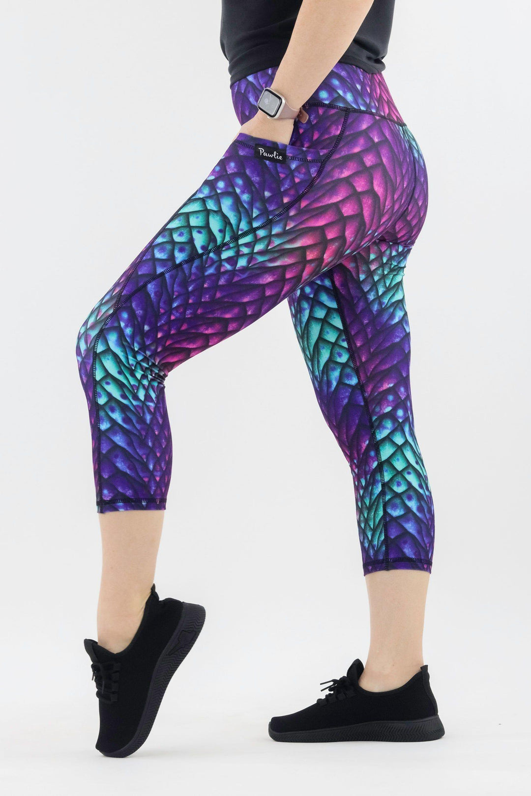 Radiant Dragon - Hybrid 2.0 - Leg Pockets - Capri Leggings Hybrid Capri Leggings Pawlie