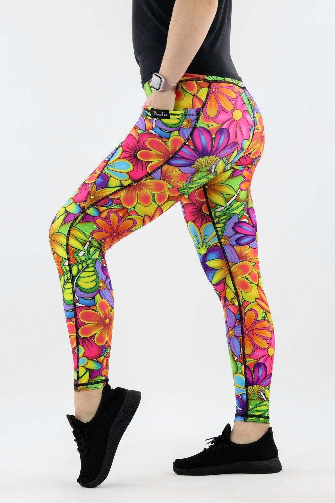 Tutti Frutti Flower - Hybrid 2.0 - Leg Pockets - Full Leggings Hybrid Full Leggings Pawlie