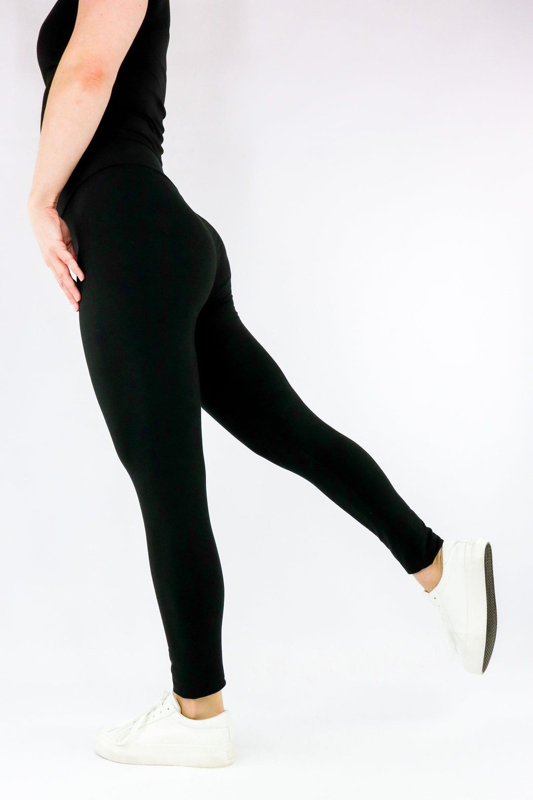 Plain Black - Casual - Long Full Leggings Casual Full Leggings Pawlie