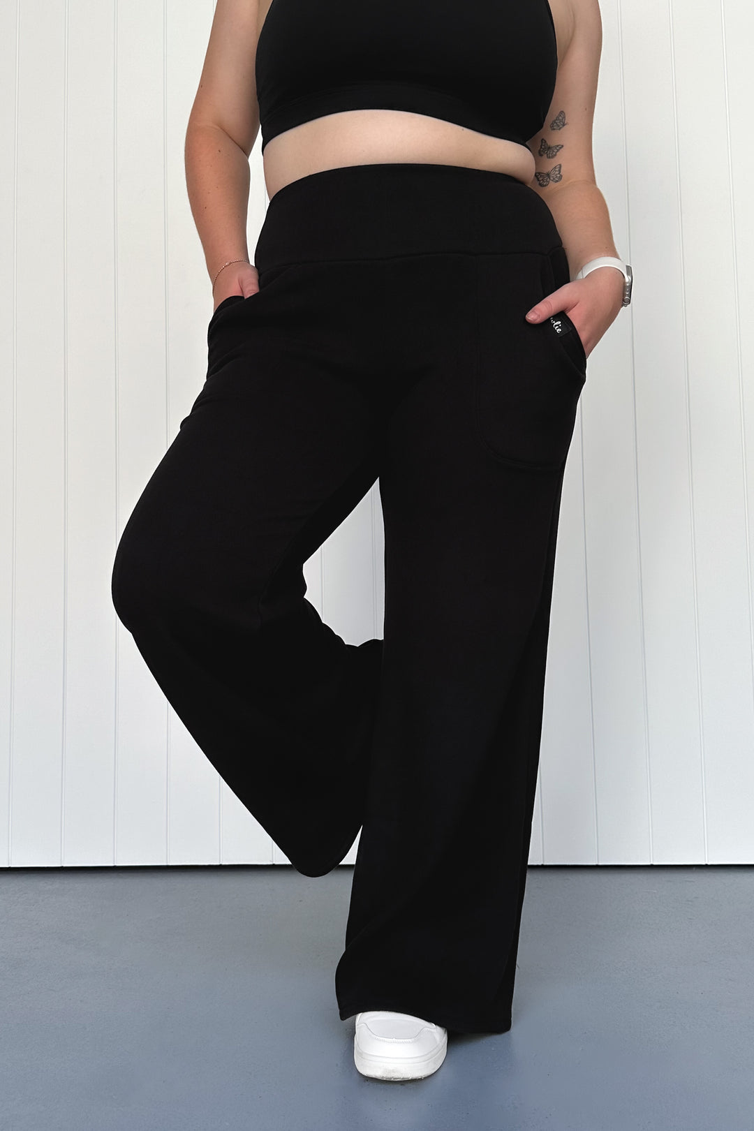 Black - Fleece - Palazzo Pant - Pockets