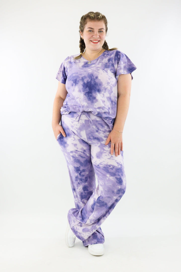 Purple Tie Dye - Long T-shirt - Flutter Sleeve