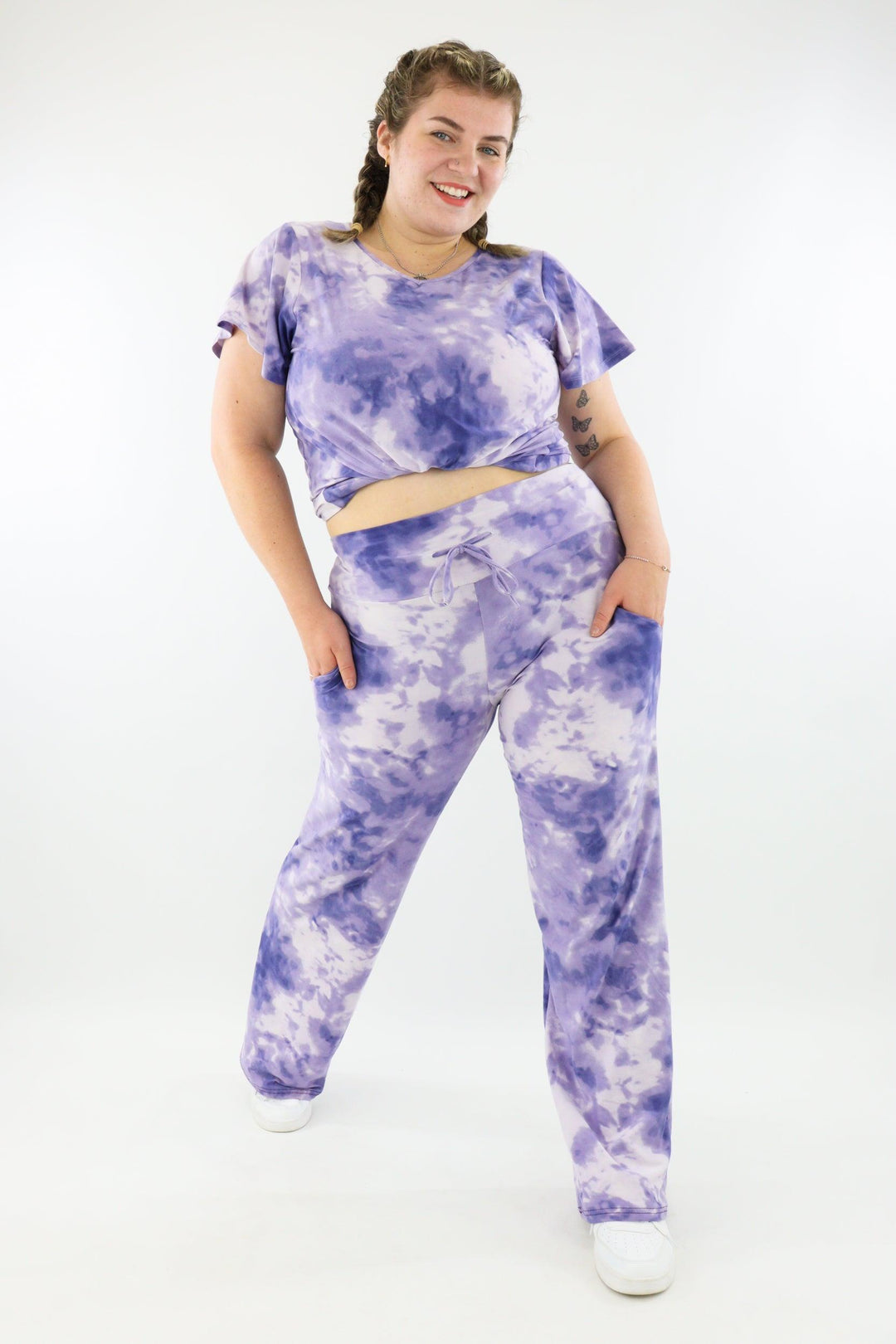 Purple Tie Dye - Long T-shirt - Flutter Sleeve