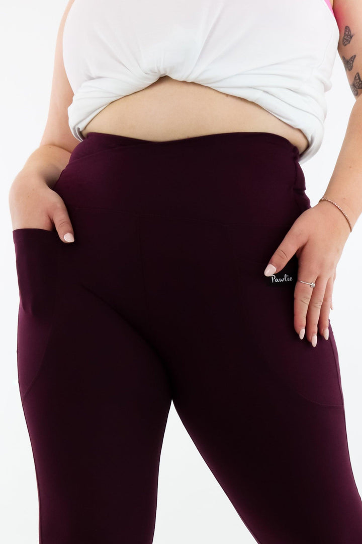 Plum - Regular Flarey Leggings - Leg Pockets