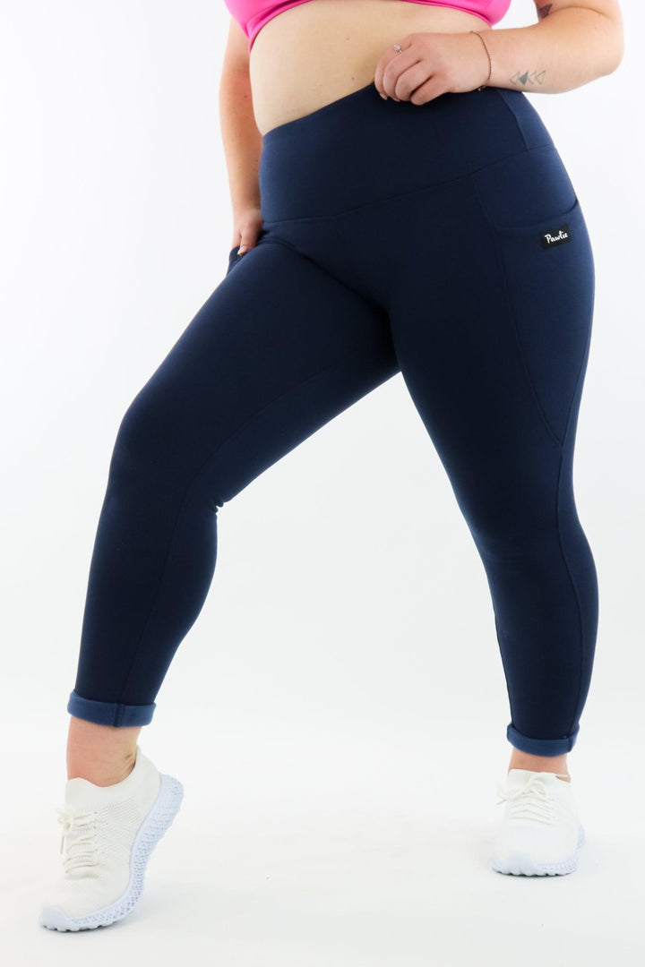 Navy - Fleece - Leg Pockets - Full Leggings