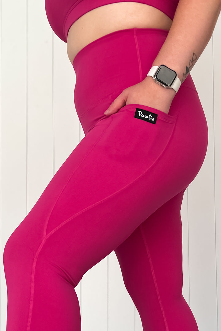 Fuchsia - Leg Pockets - Capri Leggings - Hybrid 2.0