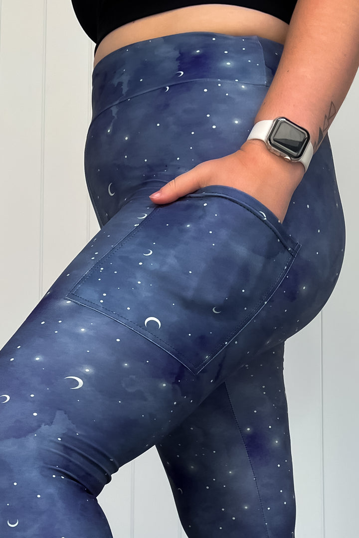 Midnight Dreams - Casual - Capri Leggings - Pockets