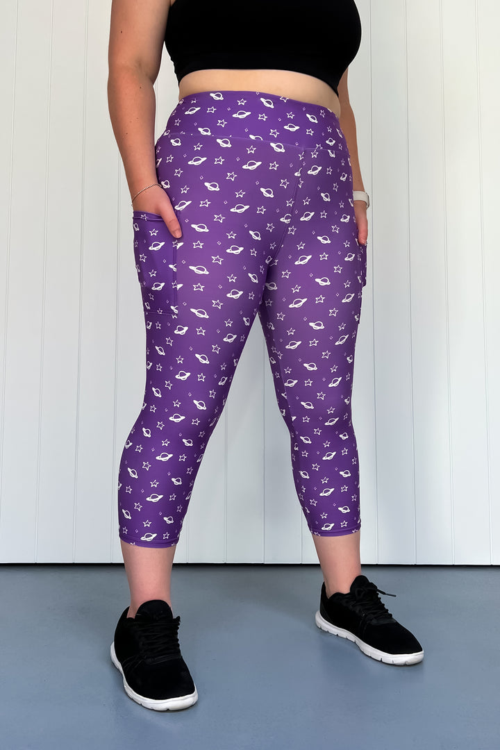 Purple Saturn - Casual - Capri Leggings - Pockets