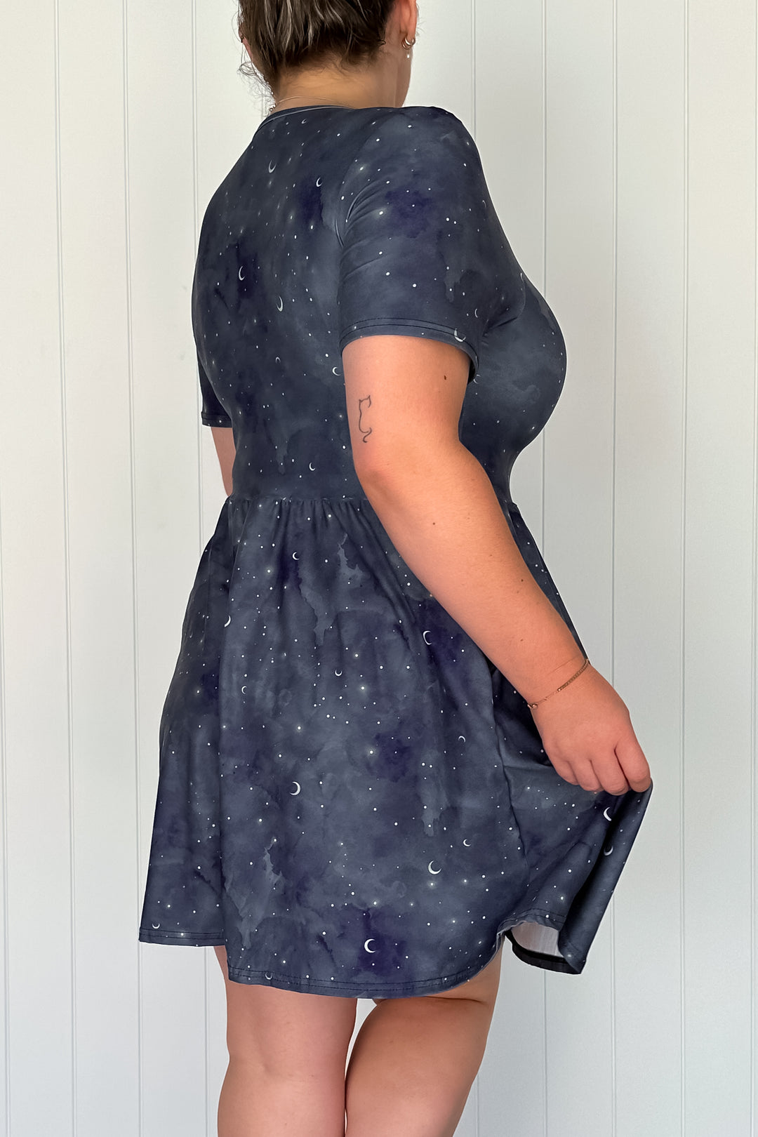 Midnight Dreams - Mini Dress - Short Sleeve - Pockets