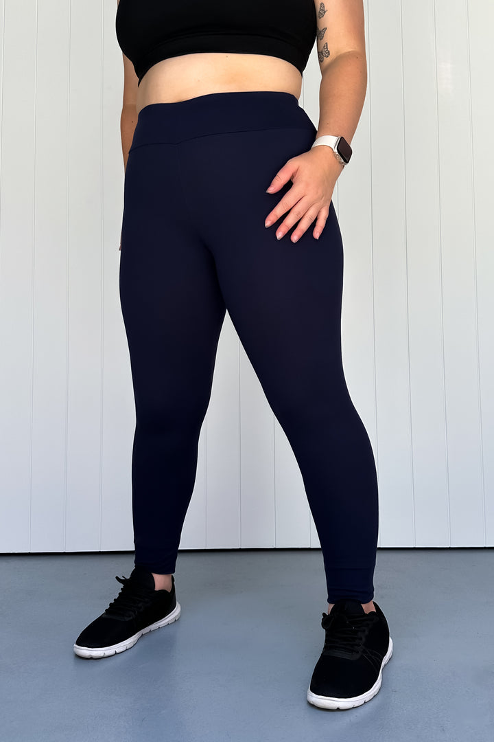 Plain Navy - Casual - Full Length Leggings