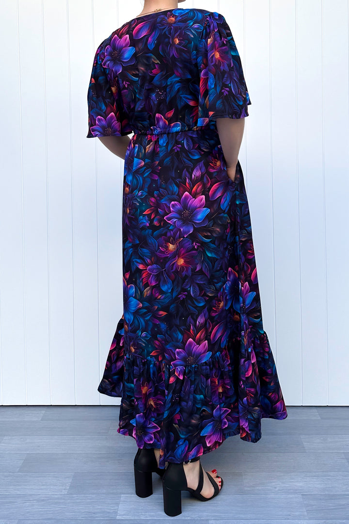 Peony Maxi Dress - Obsidian Petal - Pockets