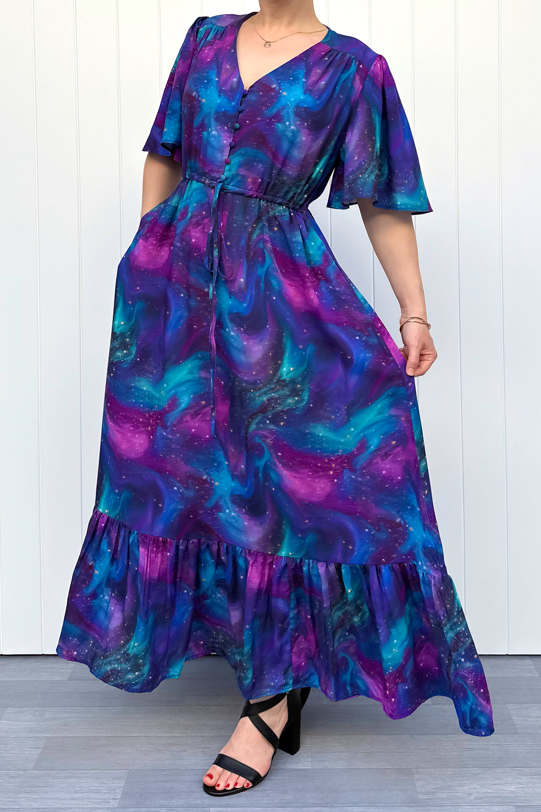 Peony Maxi Dress - Aurora Sky - Pockets