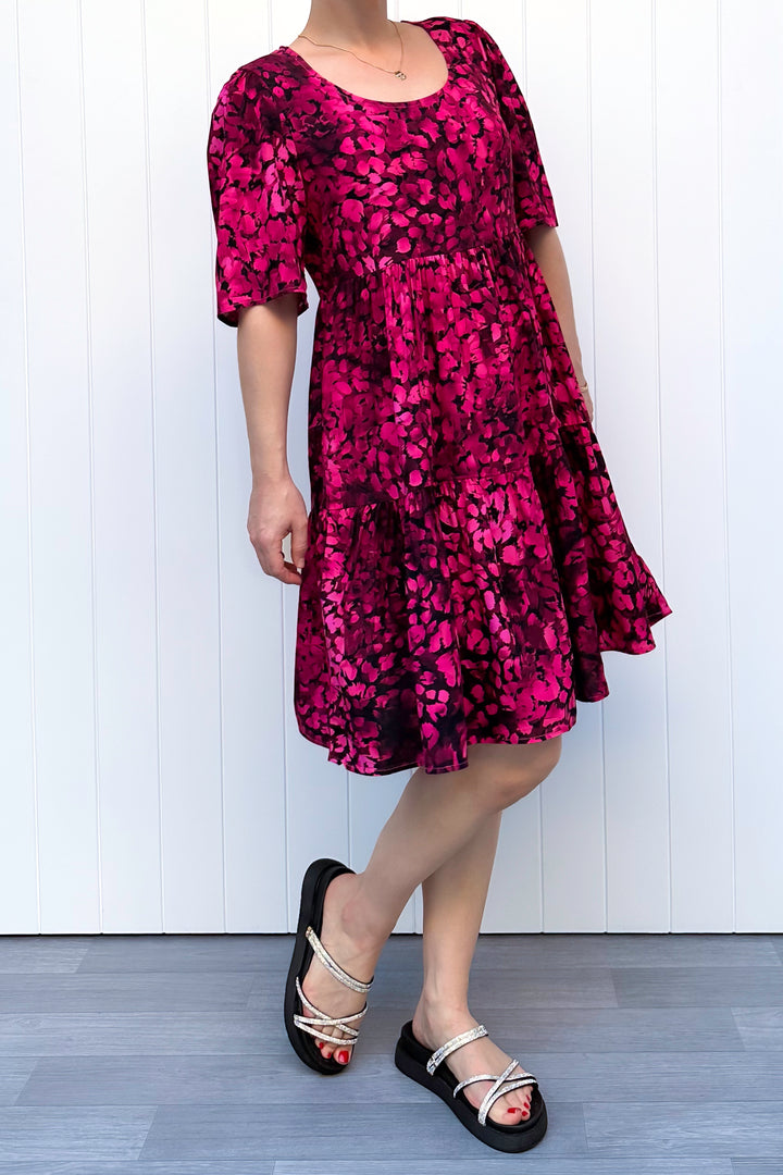 Lily Dress - Berry Leopard - Pockets