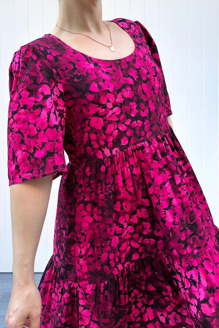 Lily Dress - Berry Leopard - Pockets