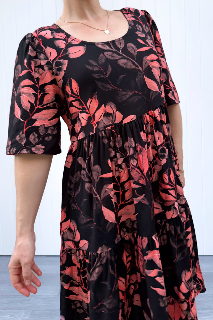 Lily Dress - Vintage Watercolour Leaves - Pockets