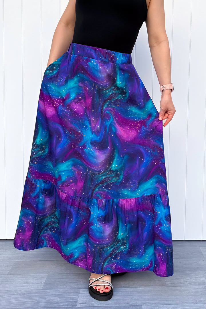 Camellia Maxi Skirt - Aurora Sky - Pockets