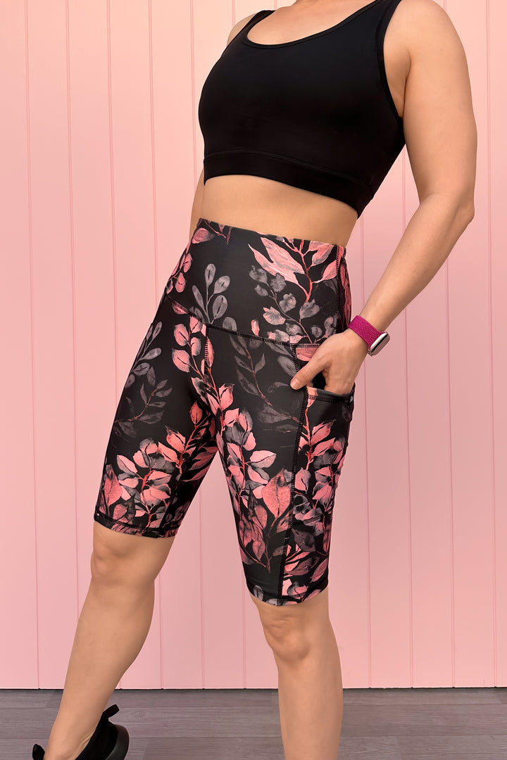 Vintage Watercolour Leaves - Long Shorts - Hybrid 2.0 - Pockets