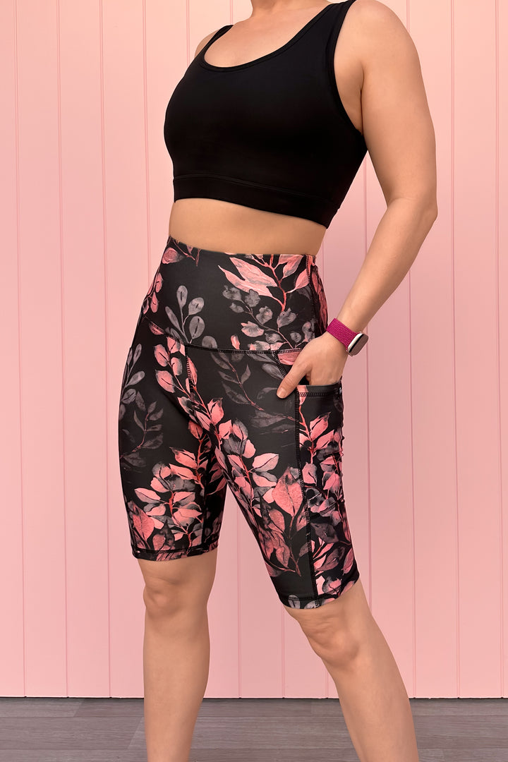 Vintage Watercolour Leaves - Long Shorts - Hybrid 2.0 - Pockets