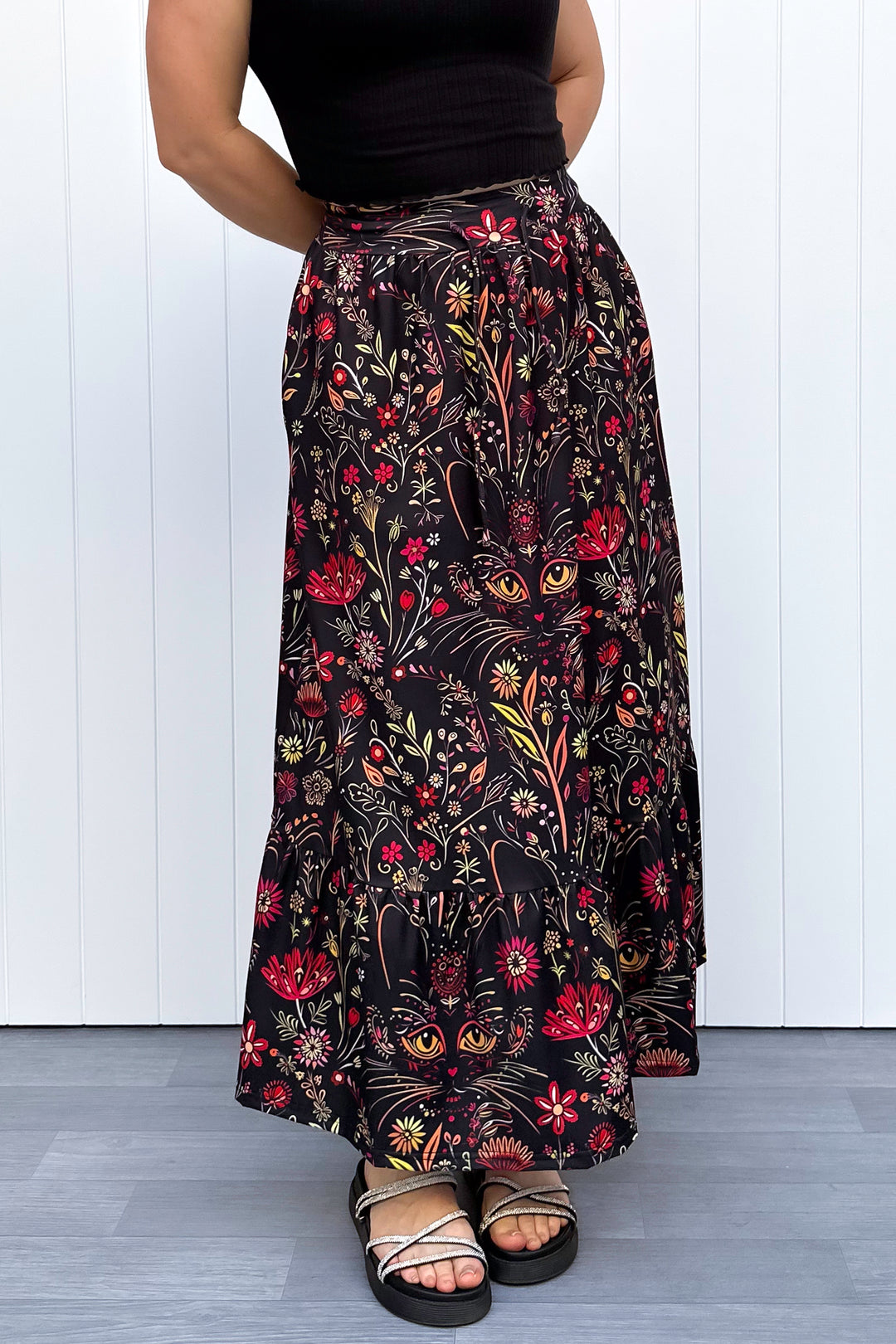 Selene Maxi Skirt - Whiskers & Wildflowers - Pockets