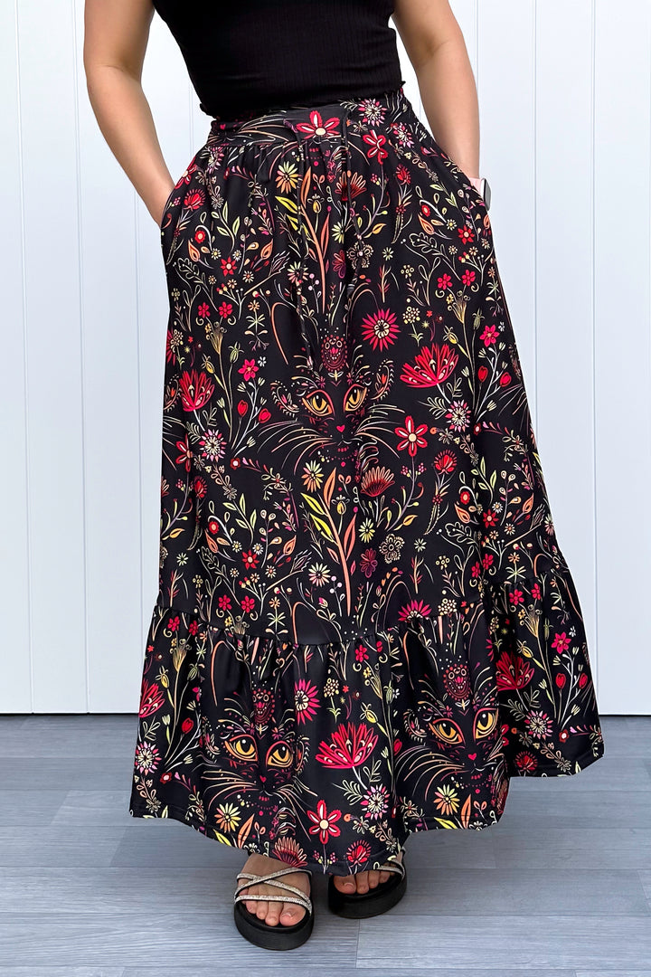 Selene Maxi Skirt - Whiskers & Wildflowers - Pockets