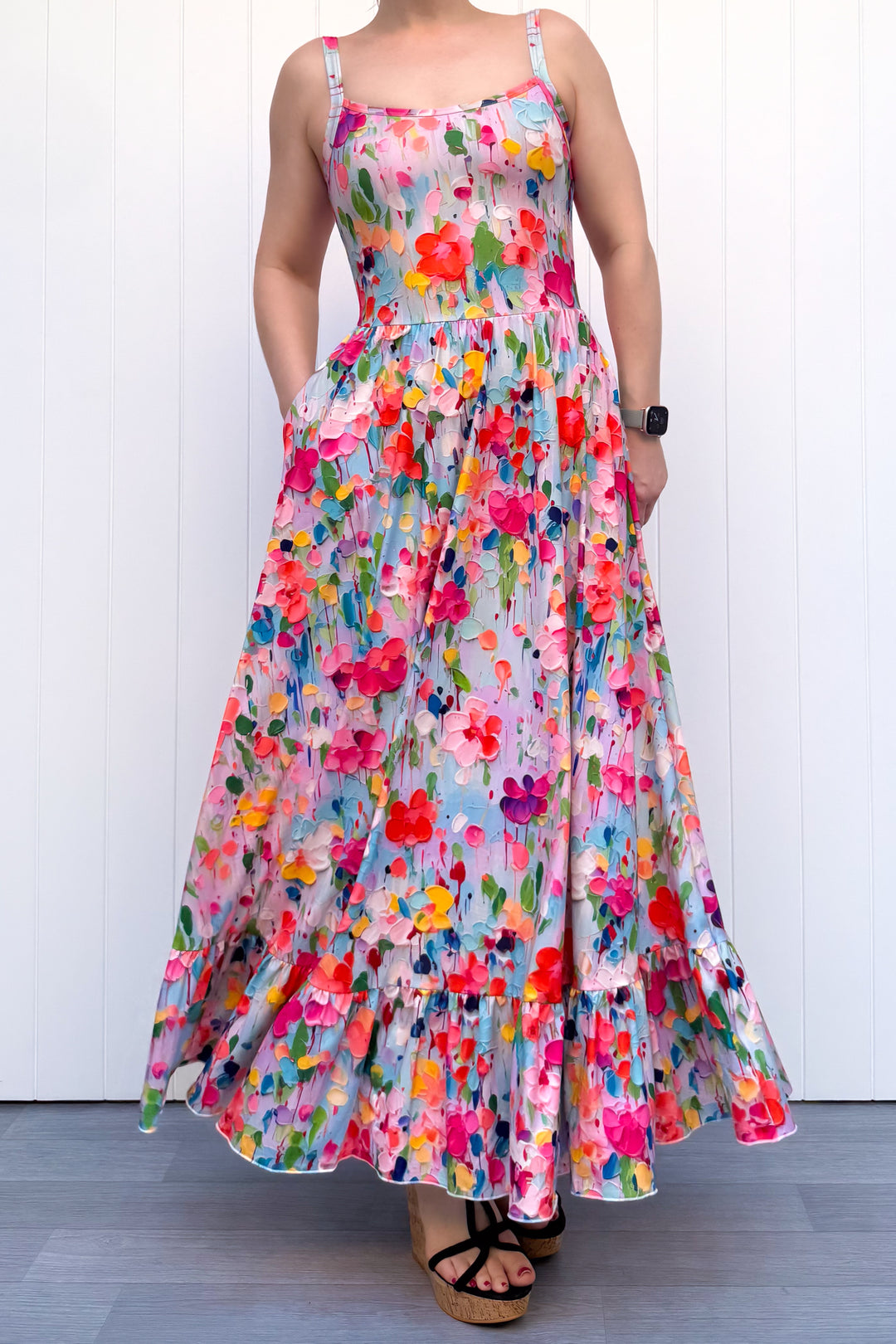 Celeste Maxi Dress - Painted Petals - Pockets