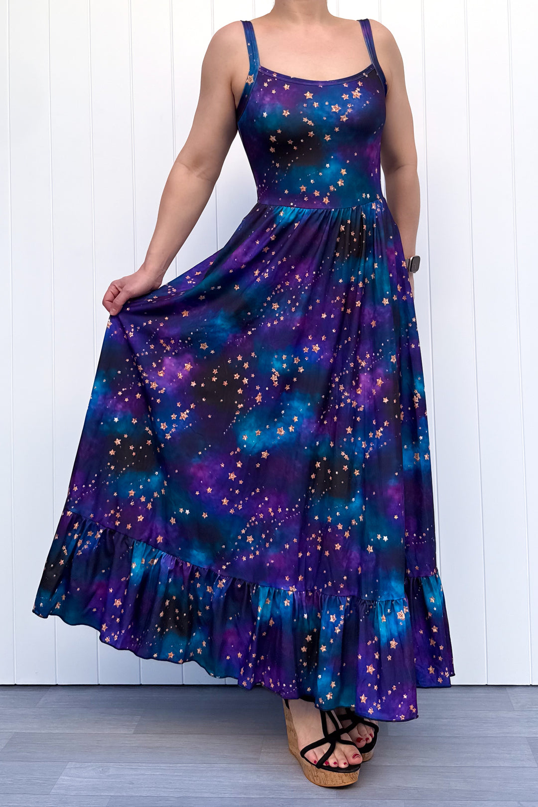 Celeste Maxi Dress - Universe Shimmer - Pockets