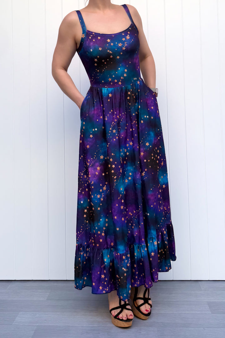 Celeste Maxi Dress - Universe Shimmer - Pockets