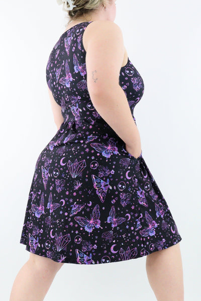Glitter Witch - Sleeveless Skater Dress - Knee Length - Side Pockets