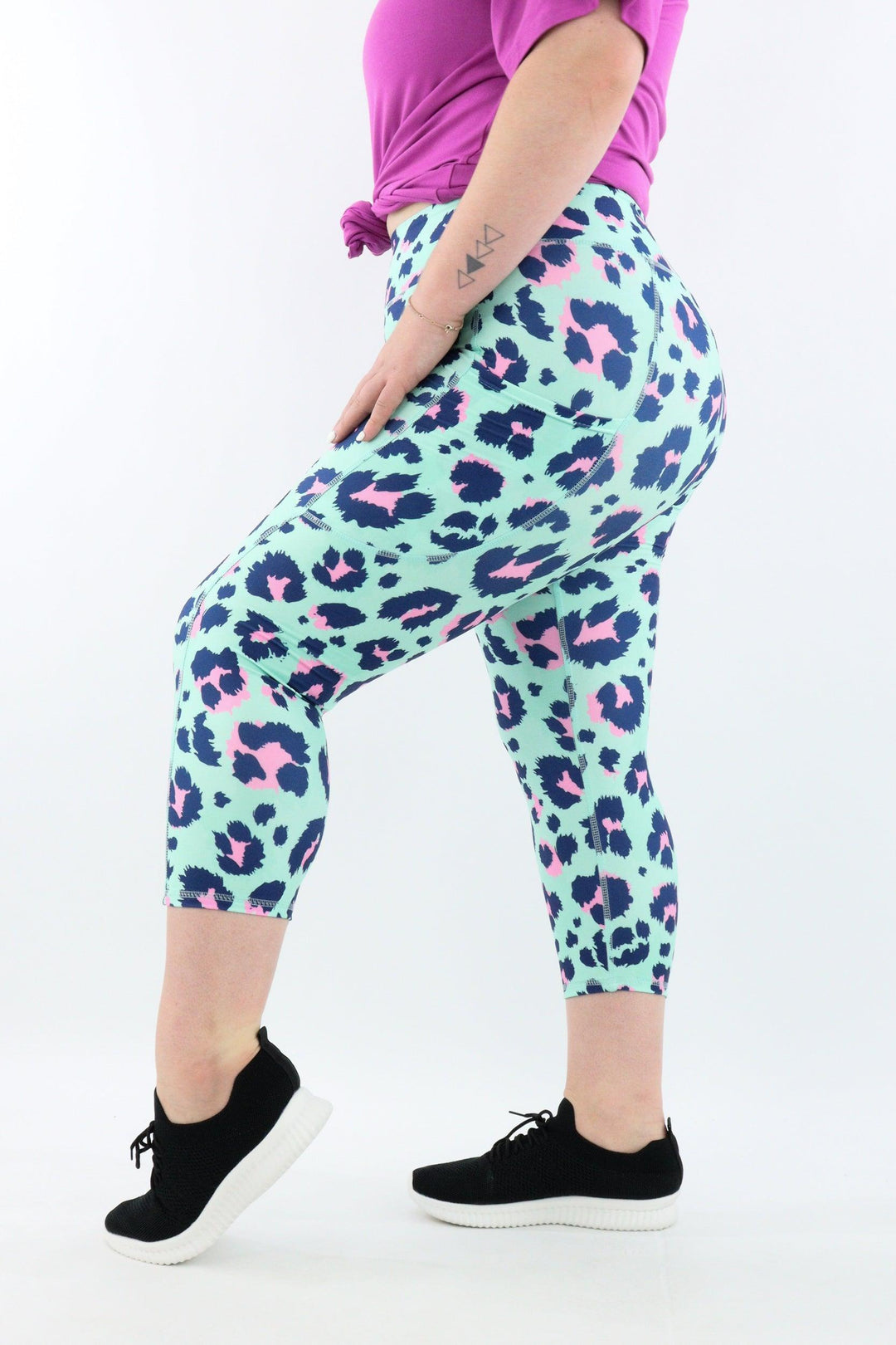 Minty Leopard - Casual - Capri Leggings - Pockets - Pawlie