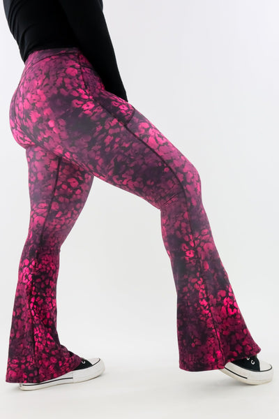 Berry Leopard - Flarey Leggings - Leg Pockets Hybrid Flares Pawlie   