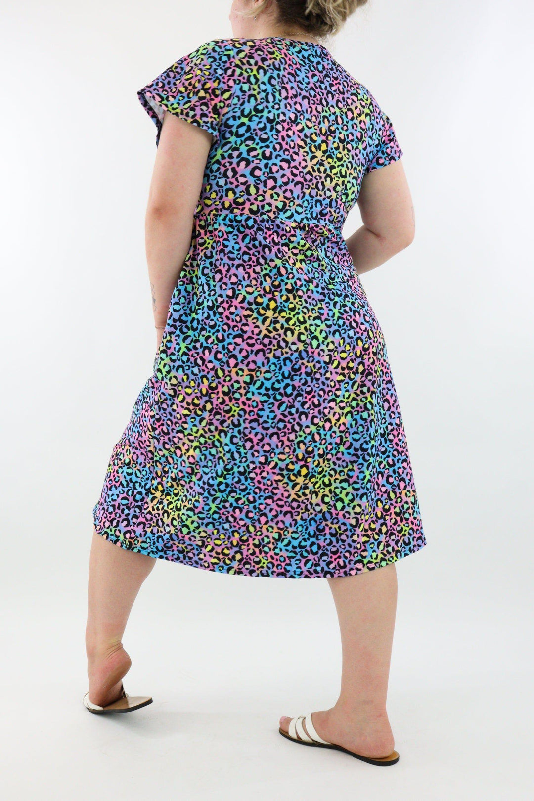 Vivid Leopard - A-Line Dress - Midi Length - Side Pockets - Pawlie