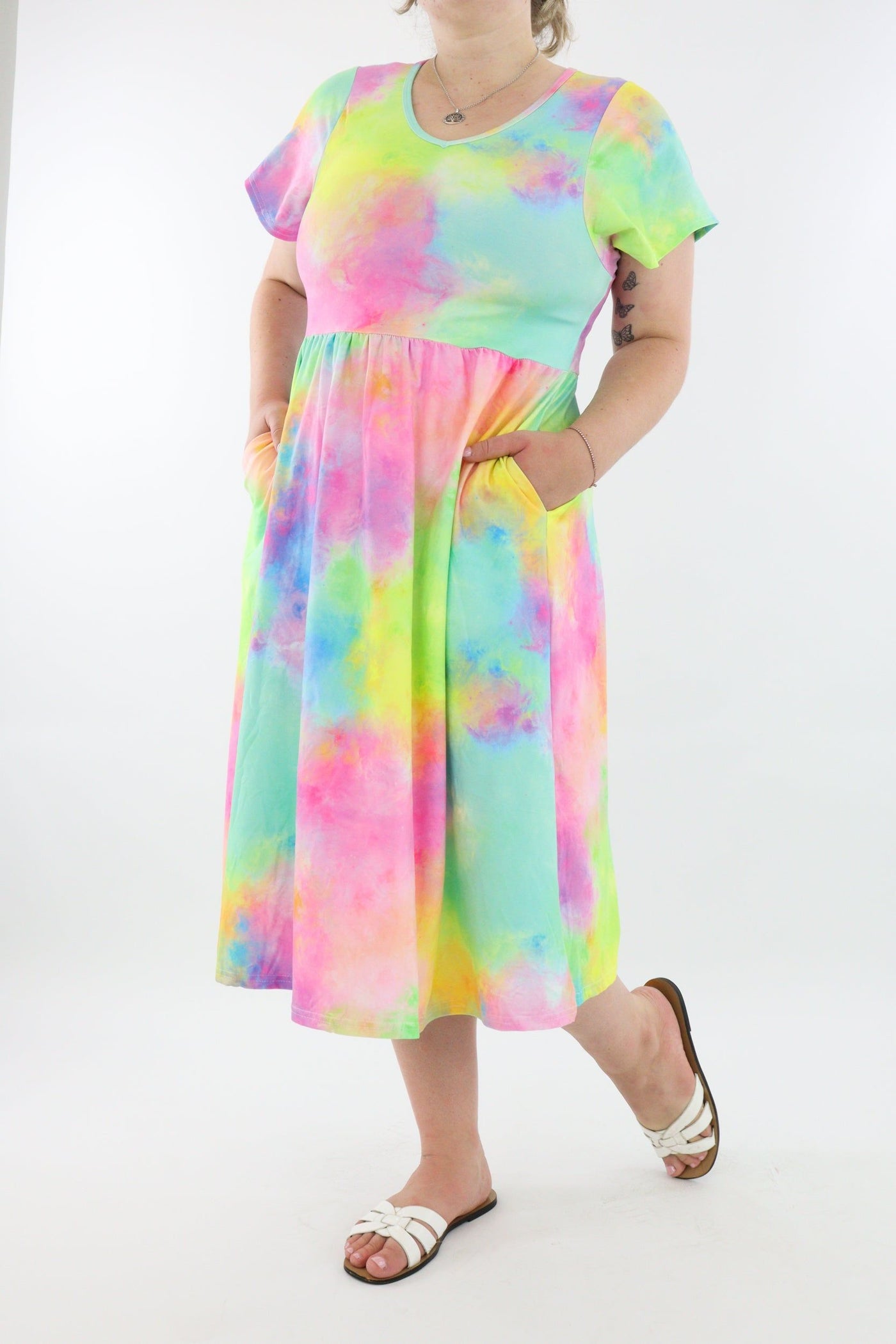 Fairy Floss - A-Line Dress - Midi Length - Side Pockets - Pawlie