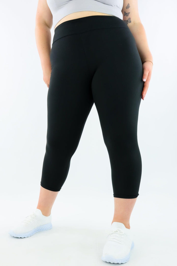 Plain Black - Casual - Capri Leggings - Pawlie