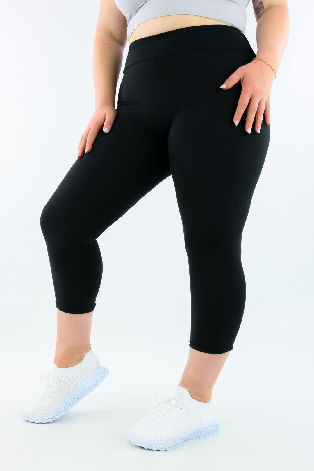 Plain Black - Casual - Capri Leggings - Pawlie