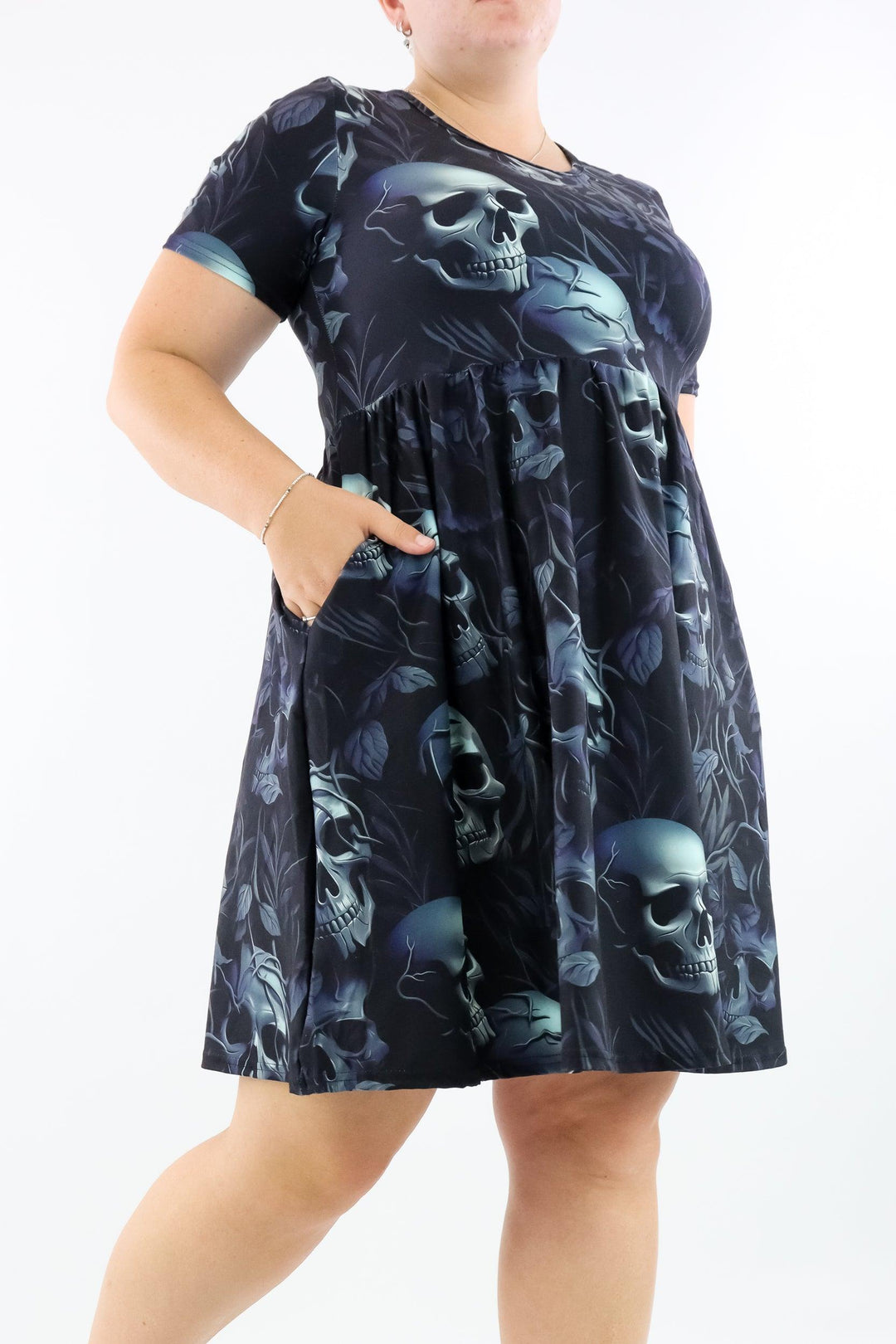 Vines of the Dead - Short Sleeve Skater Dress - Knee Length - Side Pockets - Pawlie