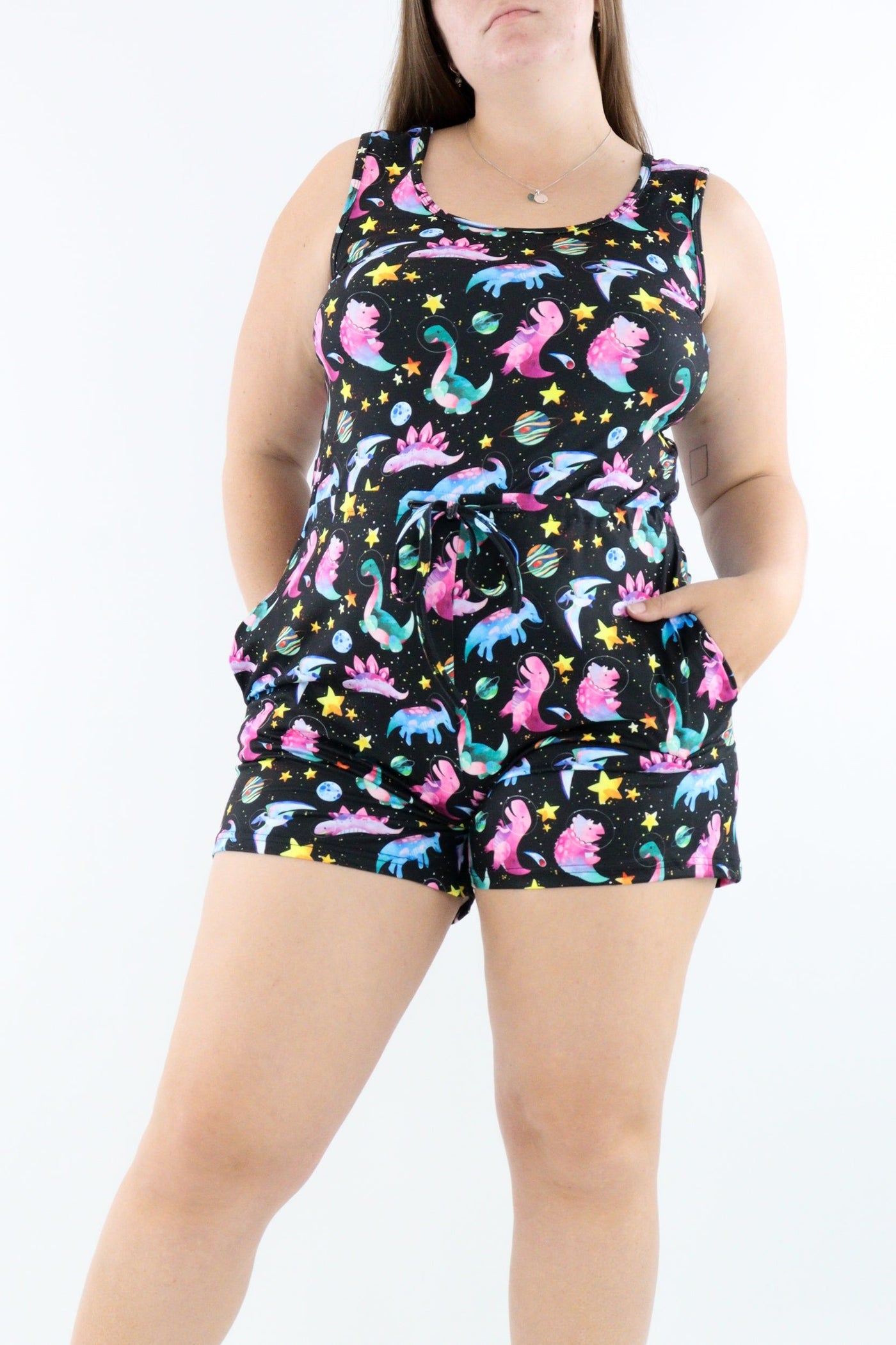 Dinosaurs in Space - Playsuit Shorts - Sleeveless - Pockets