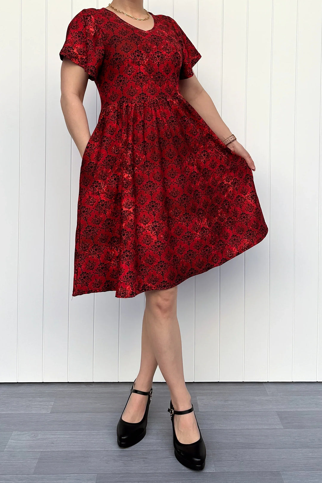 knee length floral skater dress Wisteria Floral Print Mini Skater Dress