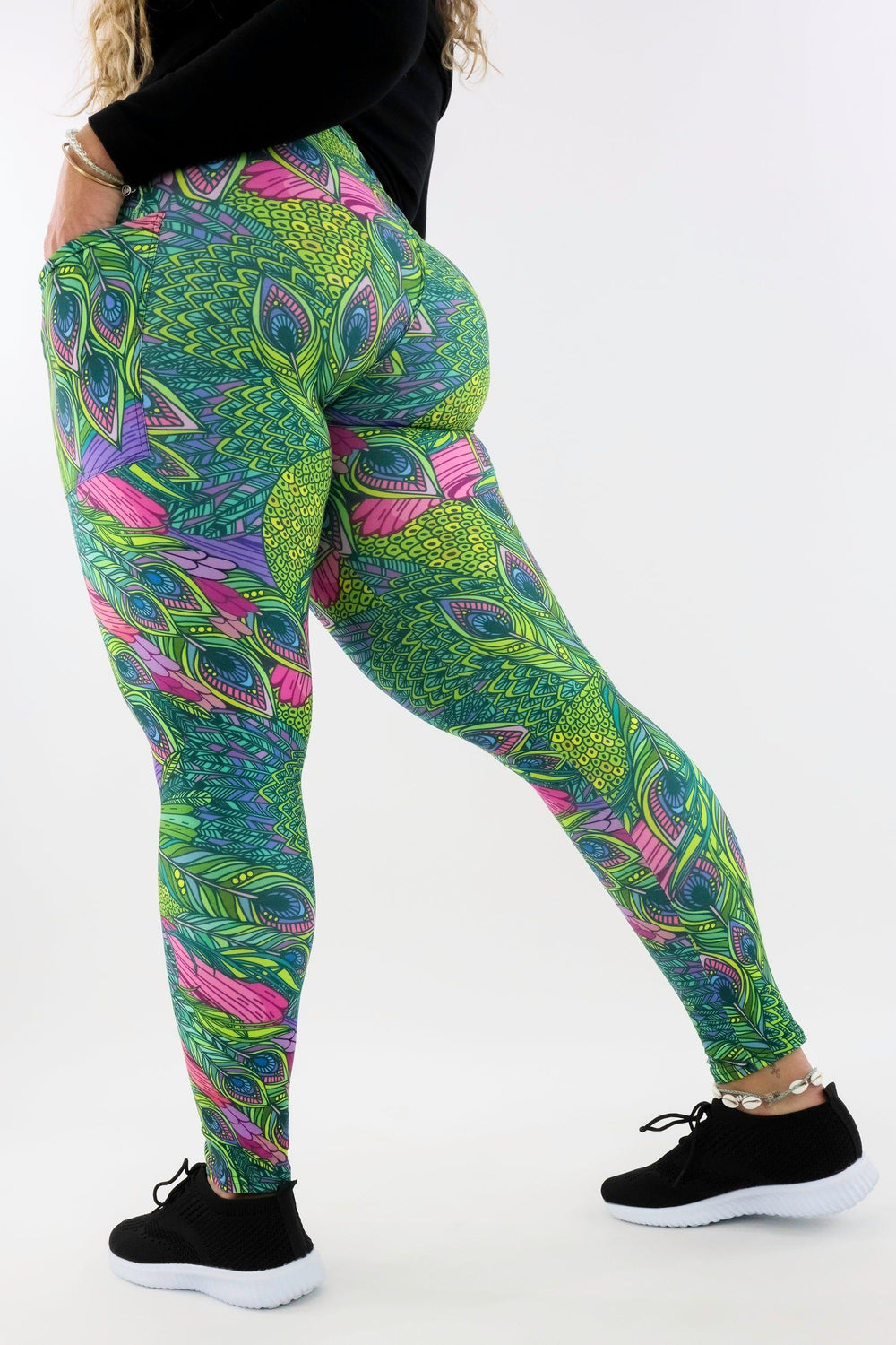 Peacock Vaunt - Casual - Regular Full Leggings - Pockets Casual Full Leggings - Pockets Pawlie   
