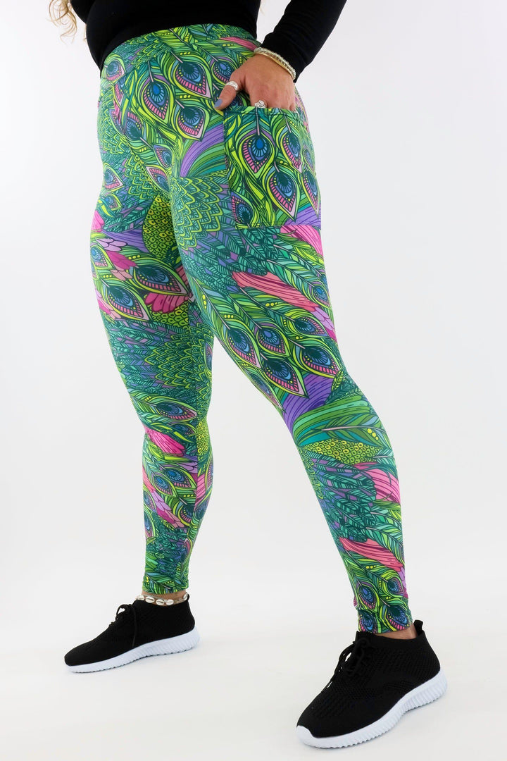 Peacock Vaunt - Casual - Regular Full Leggings - Pockets Casual Full Leggings - Pockets Pawlie   