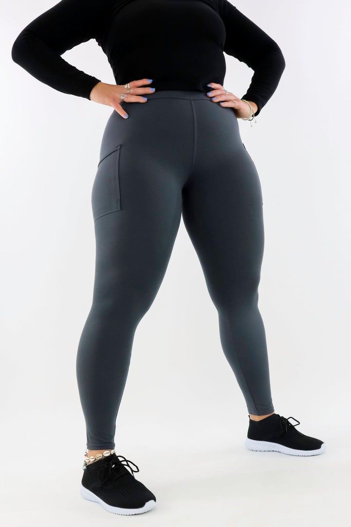 Plain Charcoal - Casual - Full Leggings - Pockets Casual Full Leggings - Pockets Pawlie   