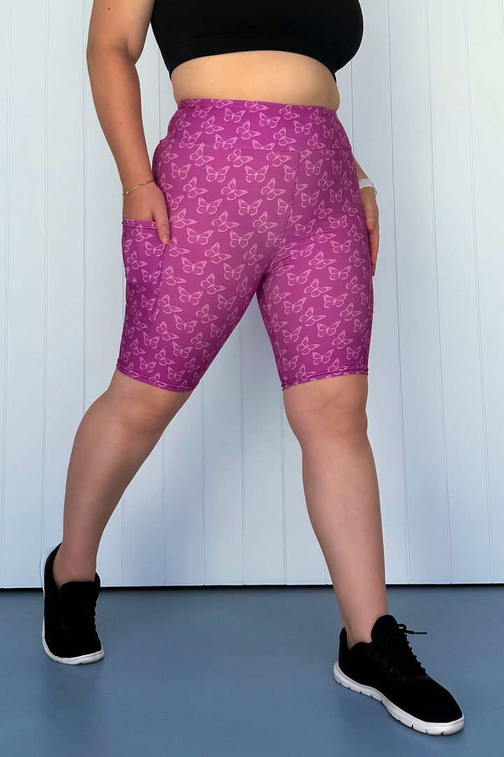 Rich Purple Butterflies - Casual - Long Shorts - Pockets