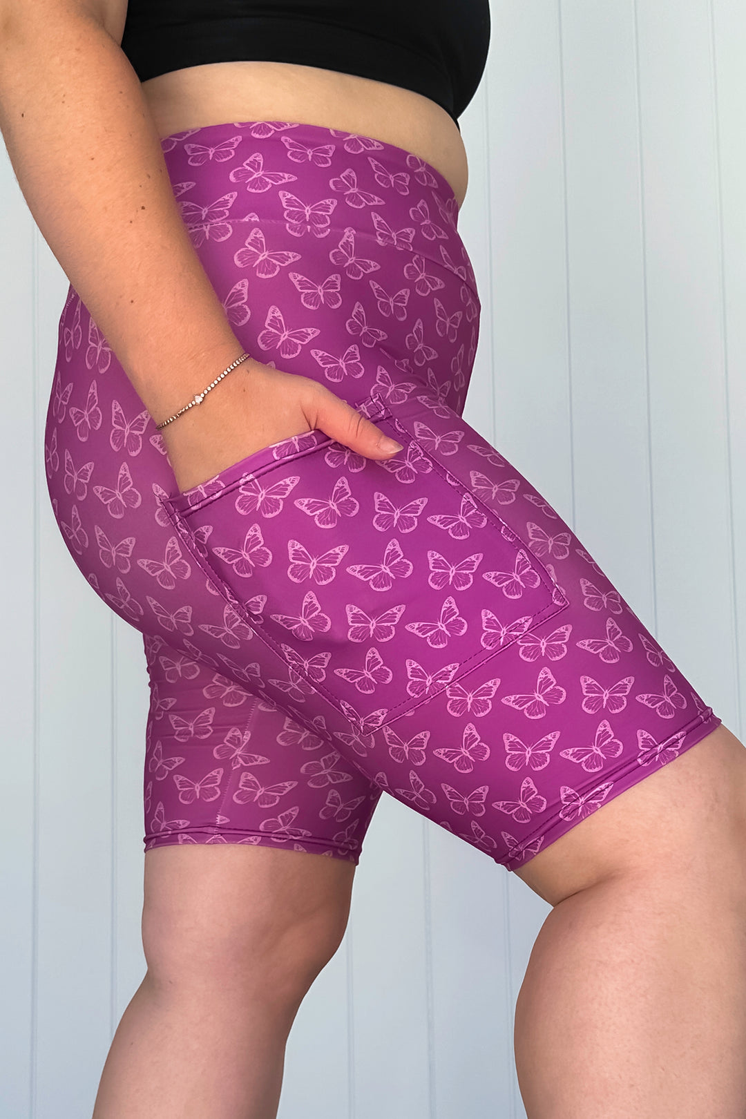 Rich Purple Butterflies - Casual - Long Shorts - Pockets